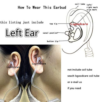 Lsgoodcare Replacement Ear Mold Earbuds Clear, Soft Silicone Insert Earmold Ear Bud Left Ear piece Large Size for 2 Way Radio Acoustic Coil Tube, Walkie Talkie Earmould 5 Pairs - color: clear-l, size: large