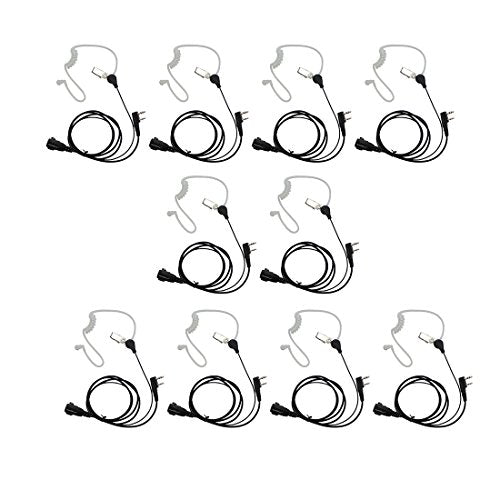 Walkie Talkie Earpiece with PTT Mic Compatible with Kenwood PUXING Baofeng UV5R 666s 888S Retevis H-777 2 Way Radio Walkie Talkies (10Pack)