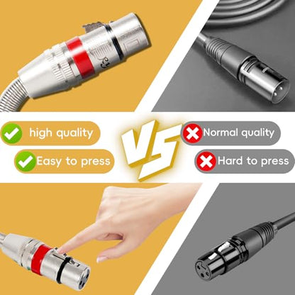 XLR Cables 100FT Long 1 Pack, Heavy Duty Oxygen-Free Copper 3-Pin Balanced Shielded XLR Male to Female Microphone Cable for Recording Studio Speaker, PA Systems, Audio Mixer and More - size: 100 Feet, style: 1-pack