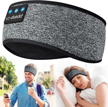 LC-dolida Sleep Headphones Bluetooth 5.4, Headband Headphones Earphones Wireless, Sleep Mask for Gifts,Workout,Jogging,Yoga(Greige) - color: Greige