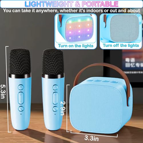 Mini Karaoke Machine for Kids & Adult, 4-12 Years Old Girls Christmas Birthday Gift, Karaoke Toys Gifts for Girls Ages 4, 5, 6, 7, 8, 9, 10, 12 +Year Old Birthday Party Cute Blue - color: Cute Blue