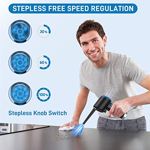 ATEngeus Compressed Air Duster, Electric Air Duster, Cordless Air Duster for Computer, Stepless Speed, Keyboard Cleaner, Replace Canned Air, Brushless Motor, 6000mAh