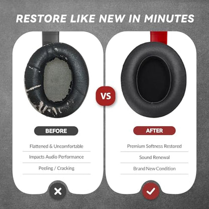 Aurivor Studio 3 Replacement Ear Pads for Beats Studio 3/2 Headphones, Cushions Earpads with Premium Protein Leather, Softer Memory Foam, Stronger Adhesive (Black) - color: Black
