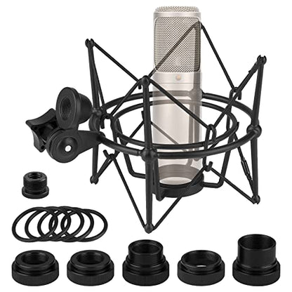 Geekria for Creators Microphone Shock Mount Compatible with Rode NT-USB, NT1-A, NT2-A, NT1000, NT2000, Procaster, Mic Anti-Vibration Suspension Adapter Clamp Mic Holder Clip (Black/Metal)