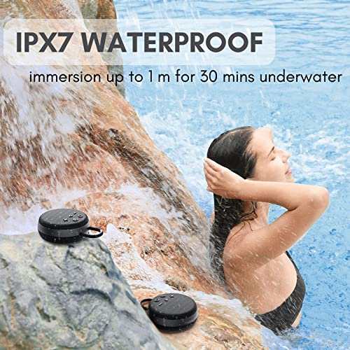 Musibaby Mini Bluetooth Speaker – Bluetooth 5.3 with 6956C Chipset, IPX7 Waterproof, Rubberized Shell, Clip-On Lanyard, Ultra-Portable for Shower, Pool, Teens, Backpack, Gifts (Black) - color: Black