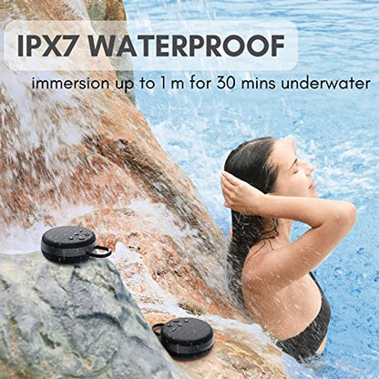 Musibaby Mini Bluetooth Speaker – Bluetooth 5.3 with 6956C Chipset, IPX7 Waterproof, Rubberized Shell, Clip-On Lanyard, Ultra-Portable for Shower, Pool, Teens, Backpack, Gifts (Black) - color: Black