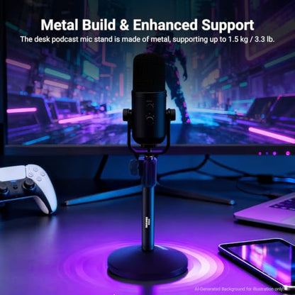 NEEWER Desk Microphone Stand, Adjustable Table Top Mic Holder Mount with 3/8" to 5/8" Screw Adapter Compatible with QuadCast SoloCast Shure Blue Yeti Snowball, Max Load 3.3 lbs, MS014 - style: MS014