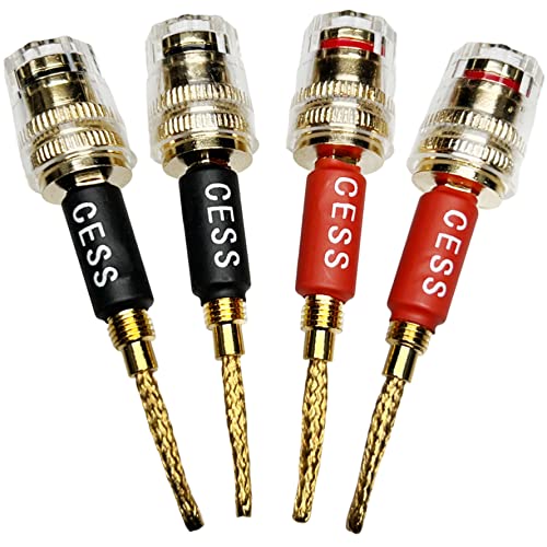 CNCESS CESS-220 Pin Banana Plug to 4mm Female Banana Jack/Speaker Wire, 4 Pack (Braided-Type to 4mm) - style: Braided-type to 4mm