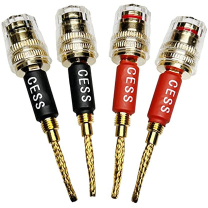 CNCESS CESS-220 Pin Banana Plug to 4mm Female Banana Jack/Speaker Wire, 4 Pack (Braided-Type to 4mm) - style: Braided-type to 4mm