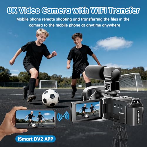 8K Video Camera Camcorder Latest 88MP Ultra HD Video Cameras WiFi Vlogging Camera for YouTube 18X Digital Video Cameras with Microphone 6-Axis Anti-Shake IR Night Vision Video Recorder
