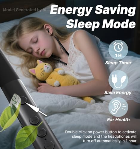 Hmusic HS88 Sleep Earbuds for Side Sleepers, 30dB Noise Isolation | Ultra-Thin Silicone, 12H Playtime with Sleep Timer, Secure Fit Neckband Headphones for Yoga, Travel, Audiobooks & Meditation - color: Black