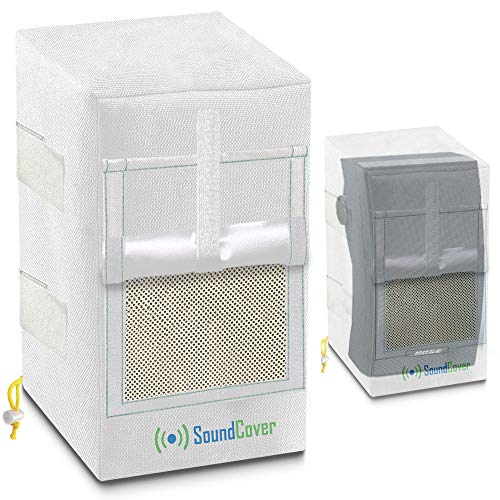 Two White Waterproof 600D Outdoor Speaker Covers for C-Bracket Mounted Speakers – Fits Yamaha NS-AW294, Polk Atrium 6, Bose 251 (Max Dimensions: H 13.6" x W 7.9" x D 8.9") - size: Medium