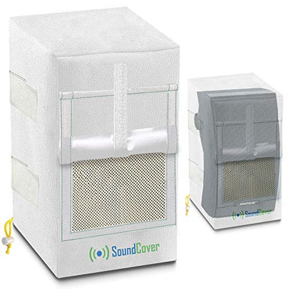 Two White Waterproof 600D Outdoor Speaker Covers for C-Bracket Mounted Speakers – Fits Yamaha NS-AW294, Polk Atrium 6, Bose 251 (Max Dimensions: H 13.6" x W 7.9" x D 8.9") - size: Medium