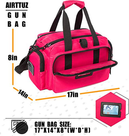 Range Bag | Gun Range Duffle Bag for Handguns and Ammo,USA Flag Patch Included. - color: Pink