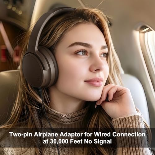 Srhythm NiceComfort 35(2nd Gen)Noise Cancelling Headphones 4-Speakers 40kHz | HD Sound,140 Hours' Ultra-long Playtime for Travel, Bluetooth 6.0, 5 Microphones ENC,Transparency,Spatial Audio,Low Latency - color: Dark-coffee Color