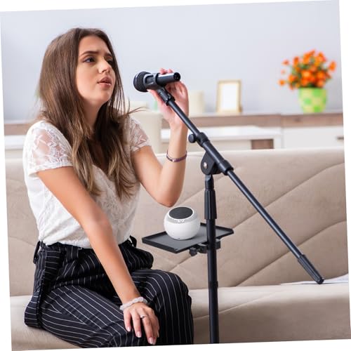 Sound Card Tray Speaker Table Clamp-on Rack Tray Phone Tripod with Microphone Guitar Pick Speaker Mount Kickstand for Cell Phone Shelf for Speaker Stand Drum Machine Desktop Metal