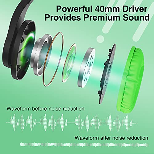 BlueFire 3.5mm Bass Stereo Over-ear Gaming Headphone PS4 Gaming Headset with Microphone and Volume Control Compatible with PS4 / New Xbox One / Xbox One S / Xbox One X / PC（Green） - color: Green