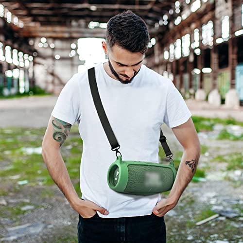 Comecase Silicone Speaker Cover for JBL Charge 5 with Strap and Carabiner | Snug Silicone Sleeve, Open-Port Design and Dual Carry Options for Travel, Camping and Daily Use, Speaker Not Included - Green - color: Green