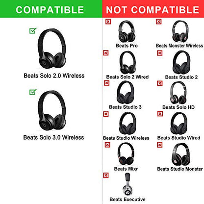 Professional Replacement Ear Pads for Beats Solo 2 & Solo 3 Wireless On-Ear Headphone/Soft Protein Leather/Noise Isolation Memory Foam/Strong Adhesive Tape/Cloud Like Comfort/Extra Durable - color: Red