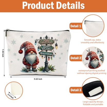 Christmas Gnome Makeup Bag, Christmas Gnomes Gifts for Women Cosmetic Bag - color: Christmas Gnomes