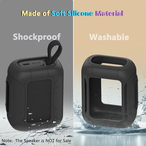 Silicone Cover and Hard Carrying Case for JBL Go 5 Bluetooth Speaker | Protective Cases for Go 5 Speaker Accessories, Scratch-Resistant and Drop-Proof Cover (Black) - color: Black