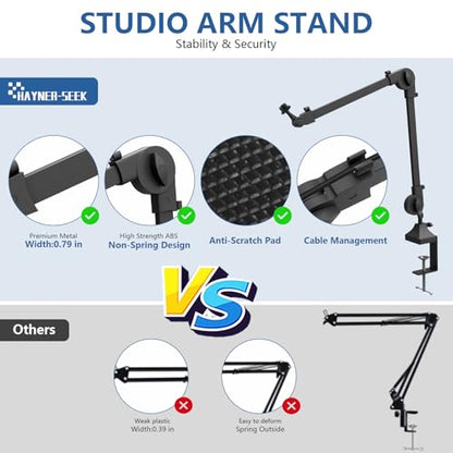 BM10 Heavy Metal Microphone Boom Arm Stand for Podcast Recording
