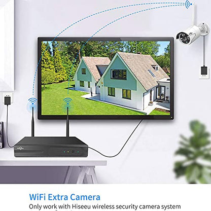 Hiseeu Camera Add on 3MP Outdoor Wireless Security Camera, Waterproof Outdoor Indoor 3.6mm Lens IR Cut Day & Night Vision with Power Adapter, Compatible 10CH Wireless Security Camera System - color: White 3MP