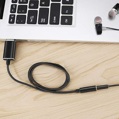 USB to 3.5mm Headphone and Microphone Jack Audio Adapter with 3.5mm Combo Aux Stereo Converter for Headset Mac PS4 PC Laptop Desktops External Sound Card Audio for Windows (100cm, Black) - color: black