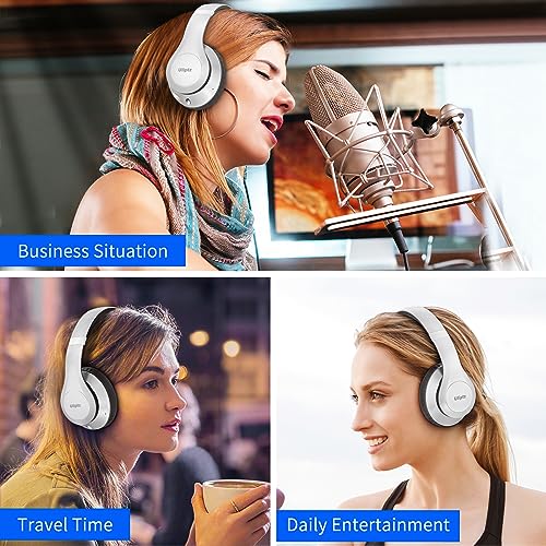 Uliptz Bluetooth Headphones Over Ear, Wireless HiFi Stereo Foldable Headset | 65H Playtime, Bluetooth 6.0, 6 EQ Modes, Built-in Mic, Deep Bass Stereo, Lightweight Design for Home, Office, Travel & PC - color: Silver