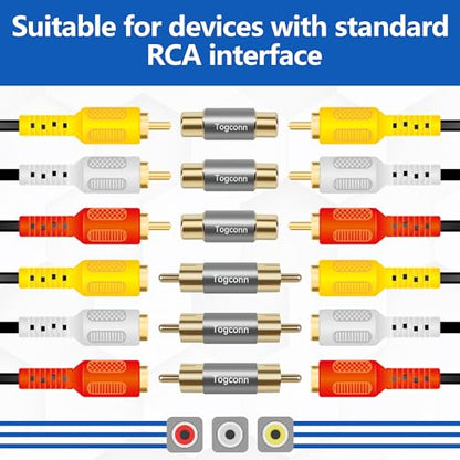 Gold Plated RCA Adapter 4 Pack, 2x RCA Female to Female & 2x RCA male to male Barrel Audio Video Connector Coupler Extender,Compatible with HDTV, Speaker, Amplifier, Car Audio, Radio,Subwoofer - color: Male to Male & Female to Female, size: 4 Pack