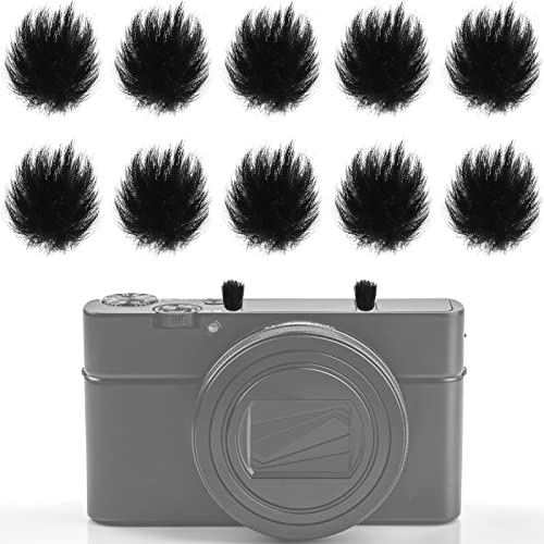 Nezyo 10 Pcs Camera Mic Windscreen Wind Muff Built in Microphone Camera Muff Compatible with DSLRs Outdoor Windshield and 20 Pcs Sticker, Black, 0.24 x 0.24 Inch