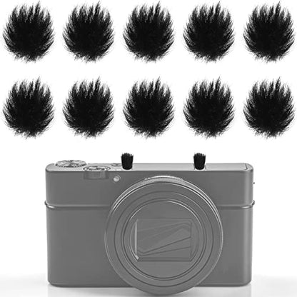 Nezyo 10 Pcs Camera Mic Windscreen Wind Muff Built in Microphone Camera Muff Compatible with DSLRs Outdoor Windshield and 20 Pcs Sticker, Black, 0.24 x 0.24 Inch