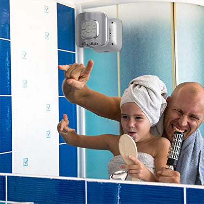 Shower Speaker Bluetooth Waterproof with Suction Cup - 10 Hours Playtime/Built-in Mic (Silver)