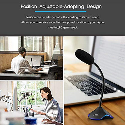 Microphone with LED Light for PC Computer Laptop Notebook Desktop Gaming Chatting Noise Reduction