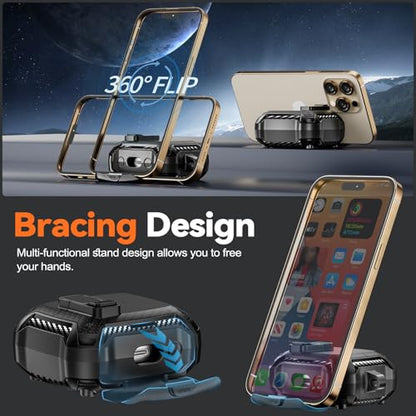 Safety Lock Case for Samsung Galaxy Buds3 FE/Pro/3 (Black) | Compatible with MagSafe, Carbon fibre texture Design,with Phone Stand& Cleaning kit,Keychain, - color: A-A-b-Black