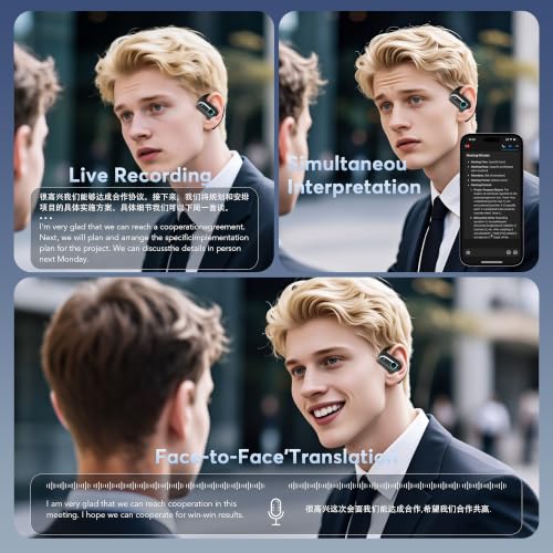 168 Languages AI Translation Earbuds, Bluetooth 6.1 Headphones Translator, 4-in-1 Smart Mode Touch Screen Real-Time Earphones Fit for Travel Business Learning (Charcoal Black) - color: Charcoal Black