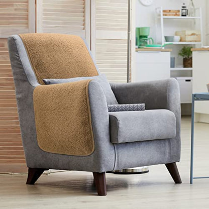 Frienda 2 Pieces Recliner Headrest Covers Sofa Headrest Protector for Recliner Chair Couch Furniture Non Slip for Living Room(Camel) - color: Camel