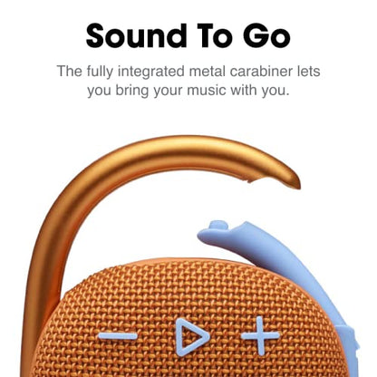 JBL Clip 4, Orange - Portable Bluetooth 5.1 Speaker - Up to 10 Hours of Play - Waterproof & Dust Resistant - Includes Noise & Echo-Canceling Speakerphone - color: Orange