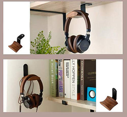 Wall Mount Headphone Hanger Headset Stand Hook Walnut Wood Headphone Holder Rack Hook for Audio,Studio & Gaming Headphones - color: L shape