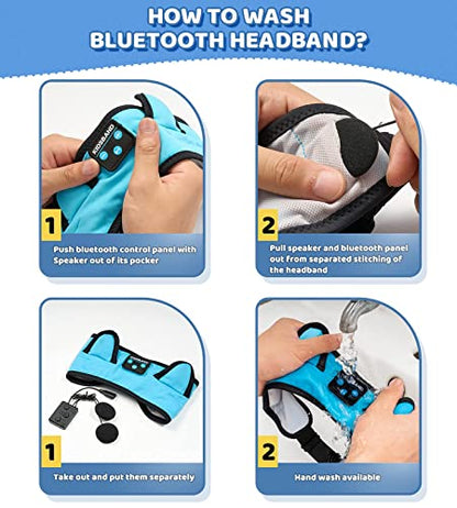 KIDSBAND Kids Headphones Bluetooth Headband Adjustable, Wireless Sleep Headphones for Kids with Wired Playback 3.5 MM Jack for Teens/Boys/Girls/Smartphones/School/Kindle/Airplane Travel/Plane/Tablet - color: Blue