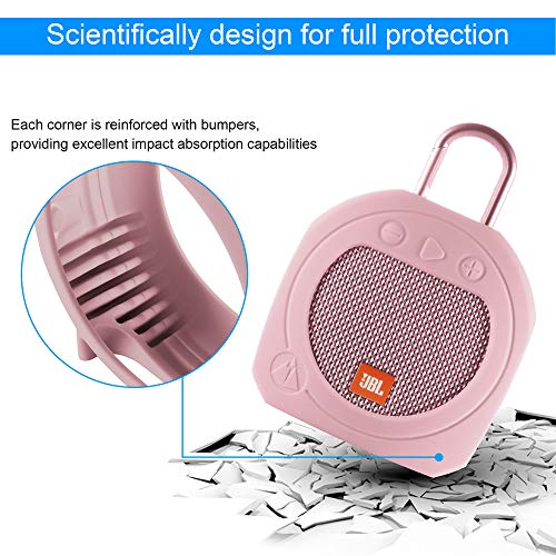 Protective Silicone Stand Up Case for JBL Clip 3 Waterproof Portable Speaker (Pink) - color: Pink