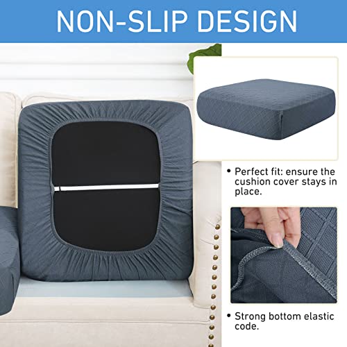 Jacquard Couch Cushion Covers, L Shape Sectional Sofa Slipcovers | Diamond Lattice, L Shape Sectional Fit, Washable, Chaise Cushion Cover, Sofa Protection (1 Piece for Chaise) - color: Grey, size: Chaise (1 Piece)