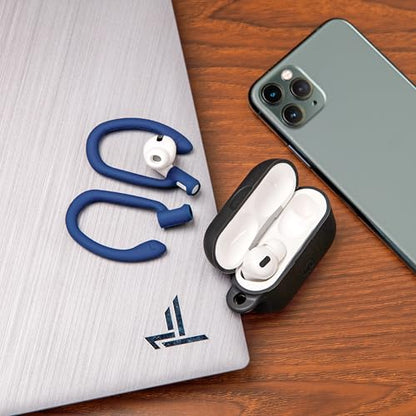 WC HookZ - Patented Upgraded Over Ear Hooks for AirPods Pro 1, 2 & AirPods 1, 2 & 3- Two Size Pairs Included in Package, Unique Left & Right Hook, Made by Wicked Cushions | Navy Blue - color: Navy Blue