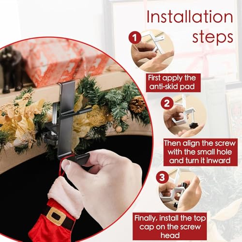 Fireplace Stocking and Garland Hanger, 2 in 1 Mantel Hanger for Garland, Fireplace Stocking Holders for Mantle Garland Hooks for Xmas Holiday Home Party Decoration - style: 4White