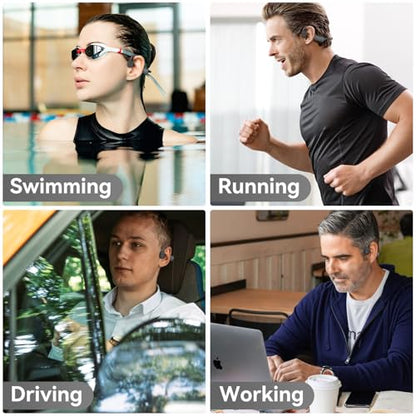 Bone Conduction Headphones, Open Ear Running Headphones Bluetooth 5.4, IP68 Waterproof Wireless Sports Headsets with Mic & 32 GB MP3 Memory for Swimming, Hiking, Gym, Dark Gray - color: Dark gray