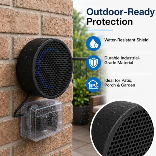 Protective Weather Cover Compatible With Echo Dot (3rd Gen) | Durable Water-Resistant Sleeve, Snug-Fit Outdoor Shield for Patio, Porch, and Garden - Black