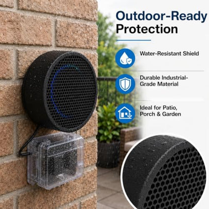 Protective Weather Cover Compatible With Echo Dot (3rd Gen) | Durable Water-Resistant Sleeve, Snug-Fit Outdoor Shield for Patio, Porch, and Garden - Black