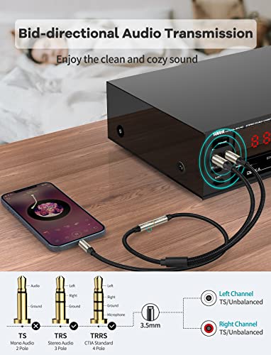 VIOY 3.5 mm TRS to Dual 1/4 Inch TS Audio Y Splitter Cable 3 FT - size: 3 ft