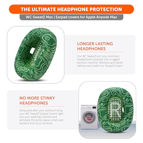 WC SweatZ Max - Patented Silicone Sweat Covers for AirPods Max 1 | Made by Wicked Cushions | (Does Not Fit AirPods Max 2). Sweatproof, Full Earpad Protection | Emerald Tide - color: Emerald Tide