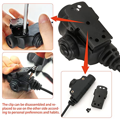 HEARFALCOM Tactical Headset Adapter U94 V2 PTT Push to Talk Adapter 1Pin Phone Ptt with Standard 7.00mm Jack Compatible with Civilian Version Tactical Headset (Black) - color: BK 4